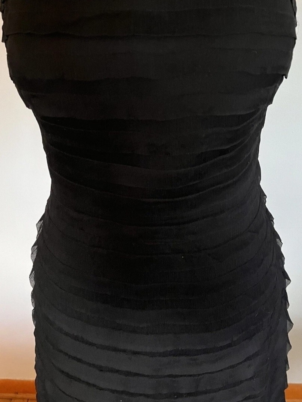 Tadashi Shoji Strapless Black Layered Sheath Dress